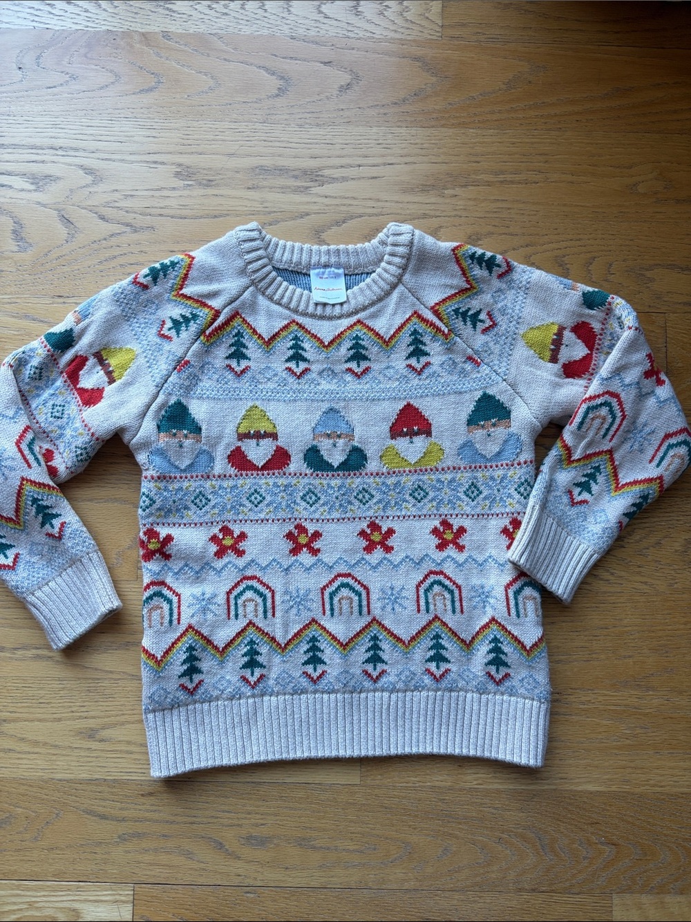 Hanna Andersson 110 5 Cozy Fair Isle Holiday Sweater - Cream Multi